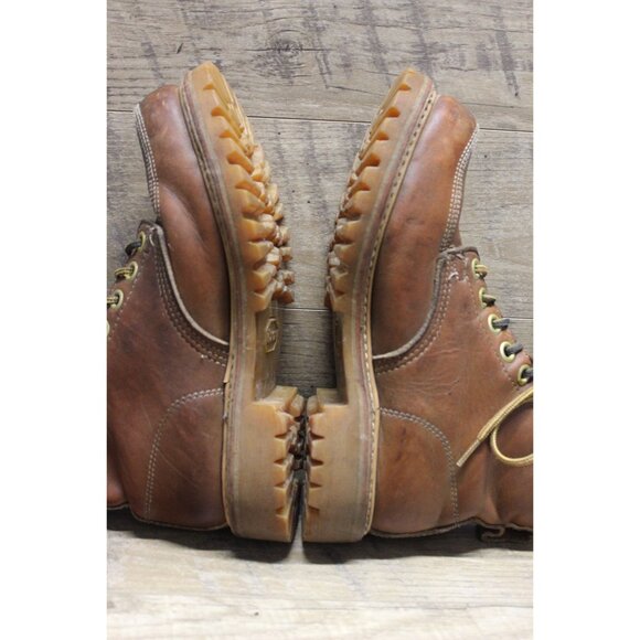 Safety and Supply co vintage men\'s brown leather moc toe 7 eye work‎ boots 6-6.5 main image 10